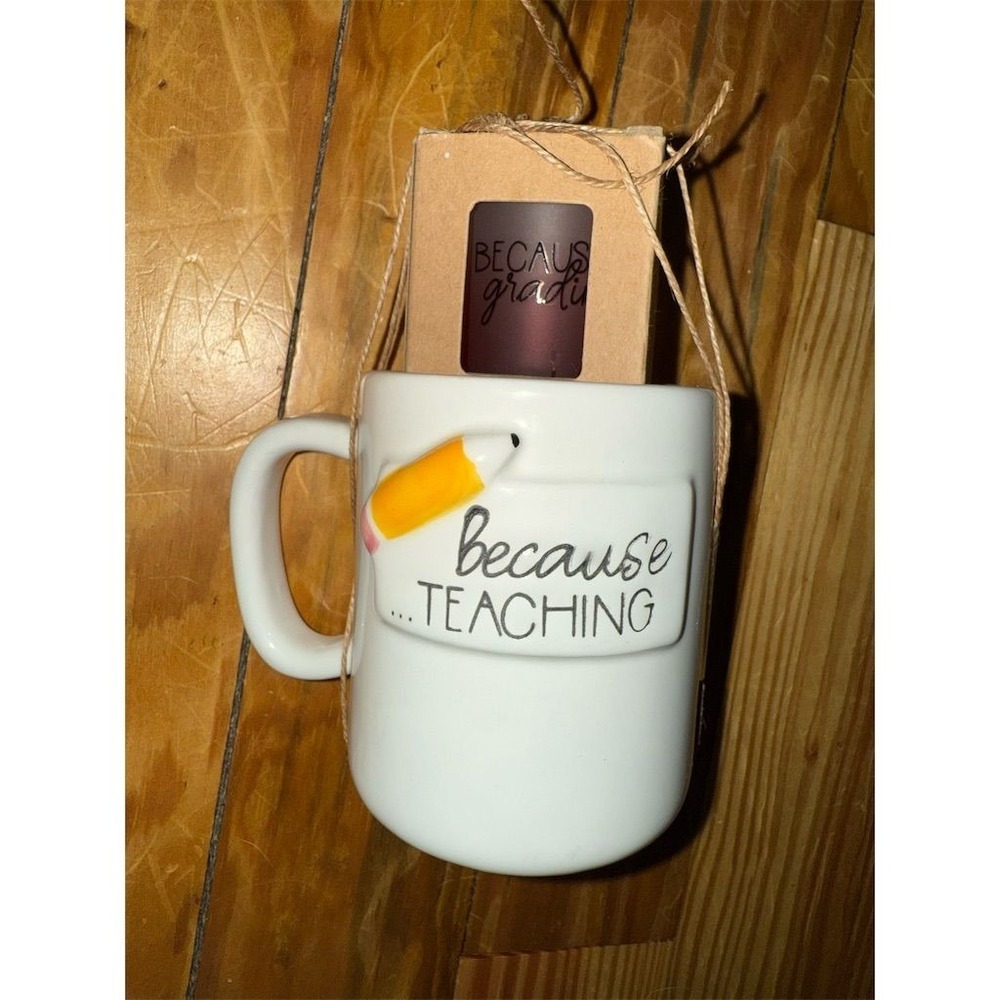 Mud Pie Teacher Mug & Shot Glass Set "Because Teaching" & "Grading" appreciation